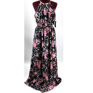 Aiden Mattox floral halter maxi dress gown size 4 best fits 6